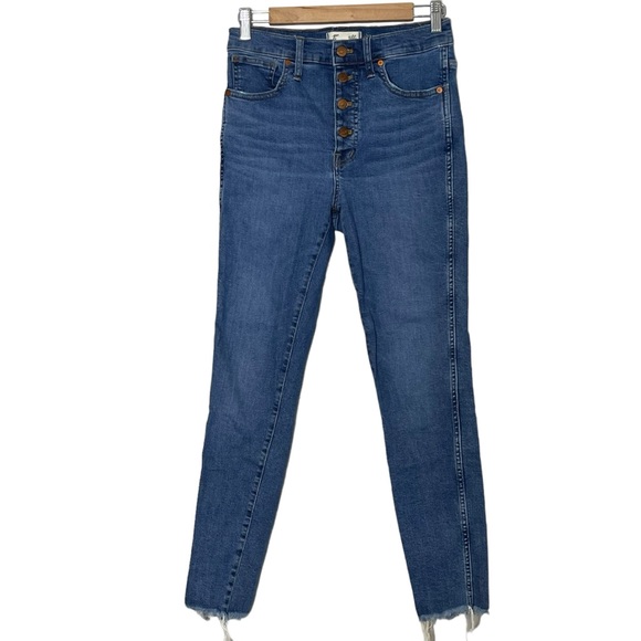 Madewell 10" High-Rise Skinny Jeans in Mackey Wash Size 27 Button-Front Edition - Picture 2 of 13
